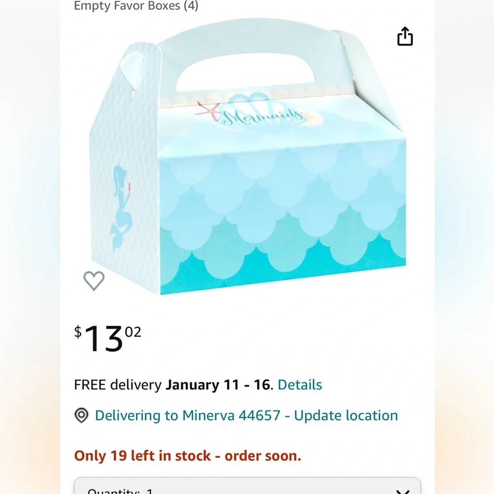 40 Mermaid Party Favor / Dessert Boxes
